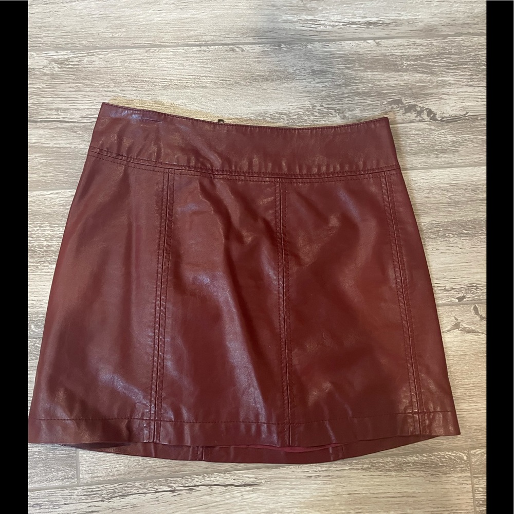 Maroon vegan leather skirt